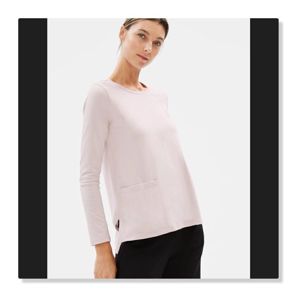 ✨ EILEEN FISHER ✨ Cotton Long Sleeve Pocket Top - [Large, Mauve]